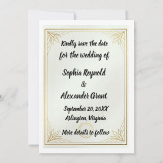 Reserve A Data Elegante Dourado Salvar a Data Casamento Minimalis