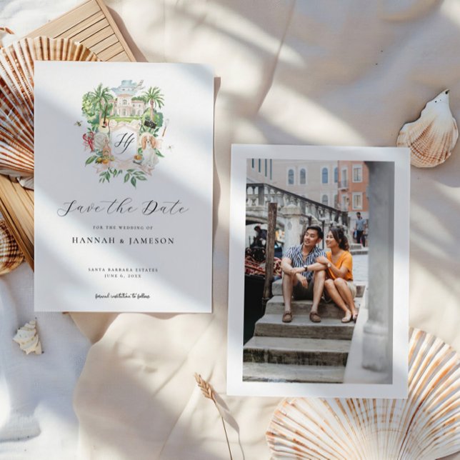 Reserve A Data Elegante Estate | Crest. Casamento Personalizado (Criador carregado)