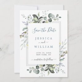 Reserve A Data Elegante Eucalipto em Aquarela para Casamento
