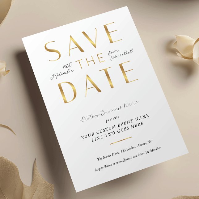 Reserve A Data Elegante Evento Empresarial Branco & Dourado Corpo (Criador carregado)