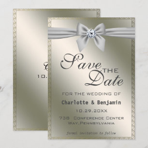 Reserve A Data Elegante Faixa de Prata & Save The Date de Pedra P