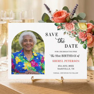 Reserve A Data Elegante festa de aniversário de 91 anos com flore
