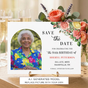 Reserve A Data Elegante festa de aniversário de 94 anos com flore