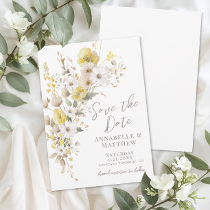 Reserve A Data Elegante Floral Amarela de Flor de Campo Casamento