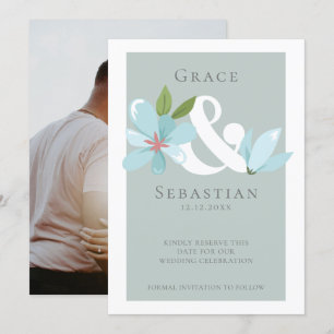Reserve A Data Elegante Floral Ampersand Weding The Date (Salvar