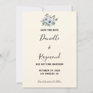Reserve A Data Elegante Floral Azul Vintage Salve a Data