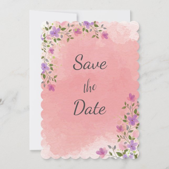 Reserve A Data Elegante Floral de Aquarela Rosa (Frente)