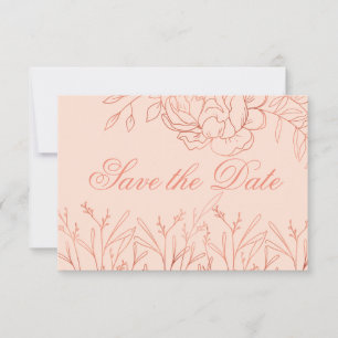 Reserve A Data Elegante Floral de Arte Fina Rosa e Dourado Rosado