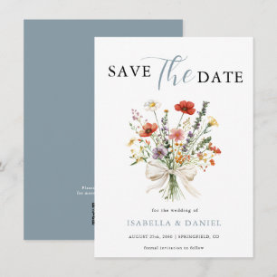 Reserve A Data Elegante Floral de Casamento em Azul Empoeirado