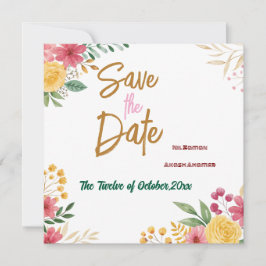 Reserve A Data Elegante Floral Duplo Nome save the date