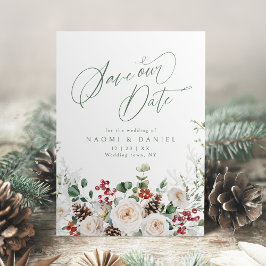 Reserve A Data Elegante Floral Festivo Férias Casamento de Invern