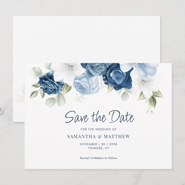 Reserve A Data Elegante Floral Greenery Wedding (Frente/Verso)