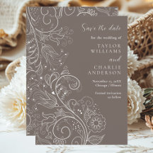 Elegante Floral Marrom Empoeirado Save The Date Ca