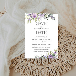 Reserve A Data Elegante Floral Roxo Casamento Salve A Data