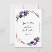 Elegante Floral Roxo-Dourado Geométrico