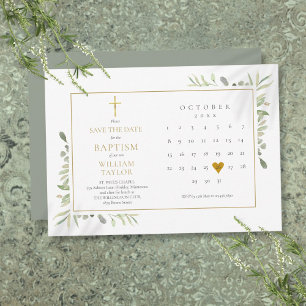 Reserve A Data Elegante Floral Verde de Batismo Batizado