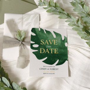 Reserve A Data Elegante Folha Tropical Verde de Monstera para Cas