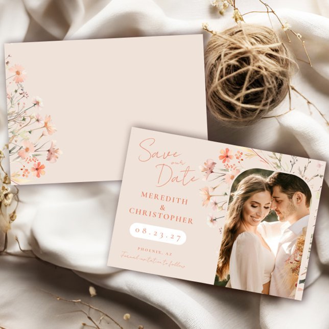 Reserve A Data Elegante Foto de Casamento de Boho Flores Silvestr (Criador carregado)