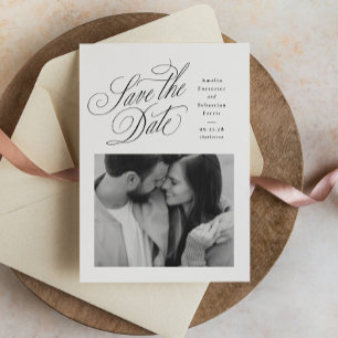 Reserve A Data Elegante foto de casamento preto e branco