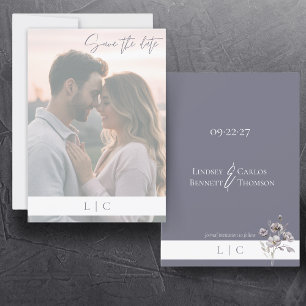 Reserve A Data Elegante Foto Desbotada Caligraphy Cinza Gloomy