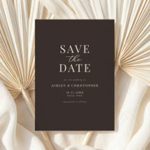 Elegante Foto Marrom Simples de Casamento Save the