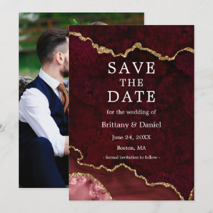 Reserve A Data Elegante Fotografia de Geodo de Mármore Burgundy e