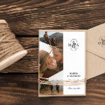 Reserve A Data Elegante Fotografia de Noivado com Monograma Assim<br><div class="desc">Estiloso convite de casamento save the date personalizado com três das suas fotos em um design assimétrico e seu monograma com um belo e comercial.</div>