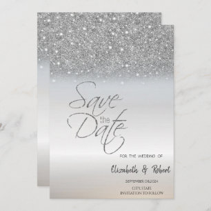 Reserve A Data Elegante Glitter Silver Chic Bokeh Salvar A Data