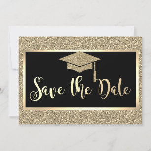 Reserve A Data Elegante Graduação Brilho Dourado Salve A Data