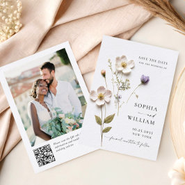 Reserve A Data Elegante Impressão Pressionada Flores Boho Pastel 