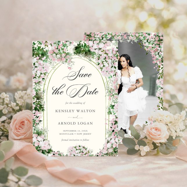 Reserve A Data Elegante Jardim de Noivado Rosa Salve a Data (Criador carregado)