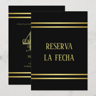 Reserve A Data Elegante Masculino Espanhol Aniversário Dourado e 