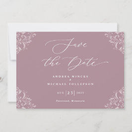 Reserve A Data Elegante Mauve Dusty Rosa Casamento Salve A Data