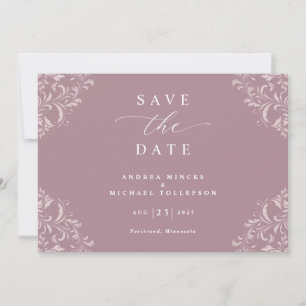 Reserve A Data Elegante Mauve Dusty Rosa Casamento Salve A Data
