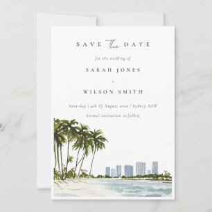 Reserve A Data Elegante Miami Florida Palm Trees Beach Watercolor