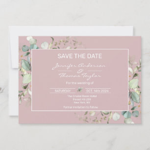 Reserve A Data Elegante Mínimo Esmagador Cor-De-Rosa Salva A Data