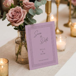 Reserve A Data Elegante Moldura Cor de Rosa em Tom Pastel Script