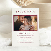 Elegante Moldura de Foto Vermelho Merlot Casamento