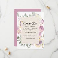 Elegante Moldura Floral de Aquarela Roxa e Amor-Pe