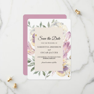 Reserve A Data Elegante Moldura Floral de Aquarela Roxa e Amor-Pe