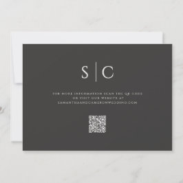 Reserve A Data Elegante Monograma de Casamento Minimalista QR Pre