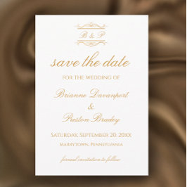 Reserve A Data Elegante Monograma de Casamento Moderno em Dourado
