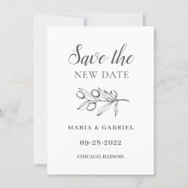 Reserve A Data Elegante Olive. Preto branco Mudança de Casamento
