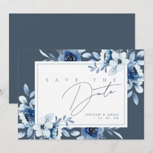 Reserve A Data Elegante Opulência Azul Real Floral Casamento Save