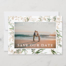 Reserve A Data Elegante Ouro Boho Sage Eucalyptus Greenery Foto