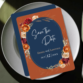 Reserve A Data Elegante outono laranja naval floral casamento