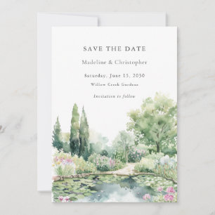 Reserve A Data Elegante Paisagem de Jardim de Verão em Aquarela p