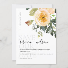 RESERVE A DATA ELEGANTE PASTEL PEACH PEONY WATERCOLOR FLORAL