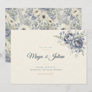 Reserve A Data Elegante Peônia Azul Poeirento Casamento Floral Fr