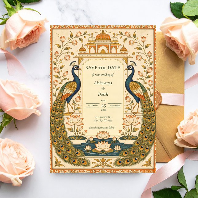 Reserve A Data Elegante Pichwai Save the Date para Casamento Indi (Criador carregado)